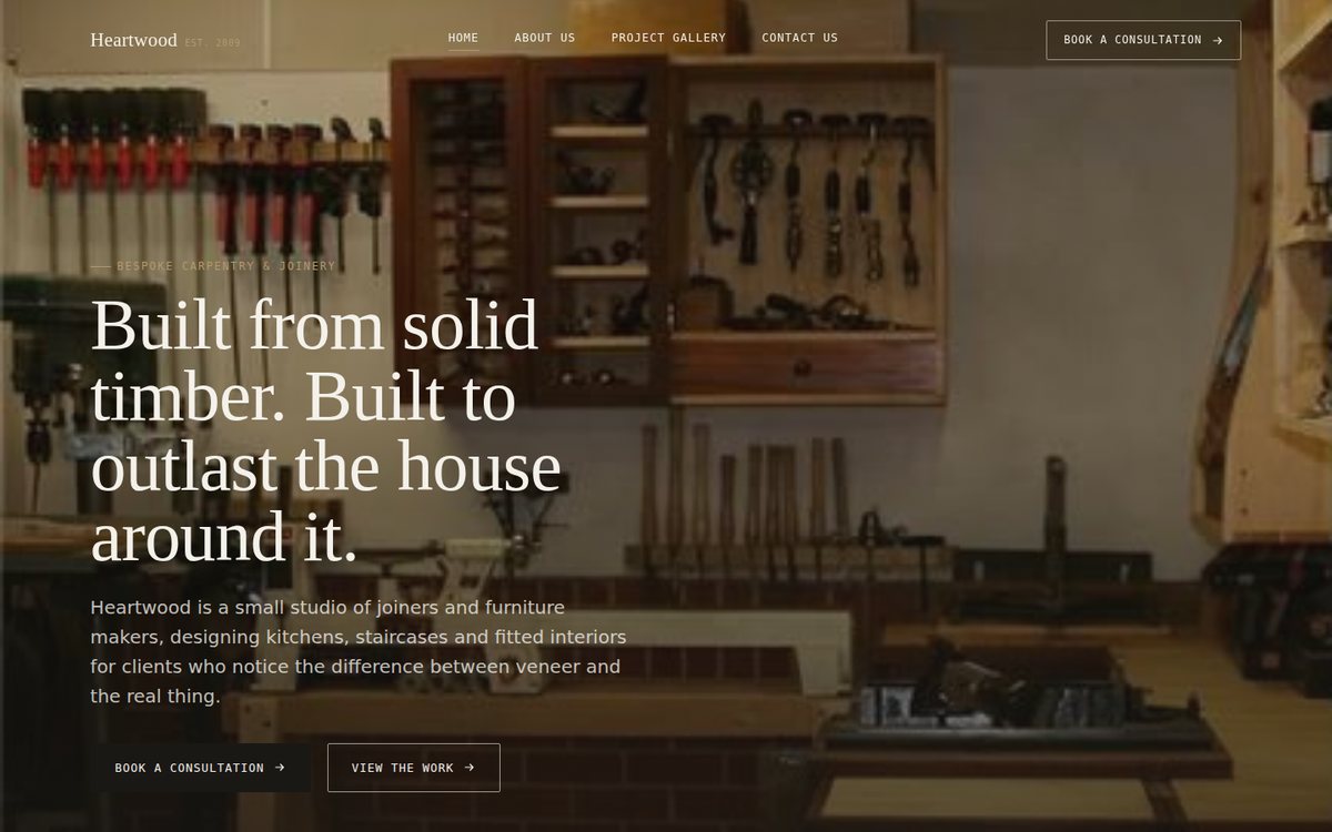 Screenshot of the Carpentry Studio website built by Z Dev.IT