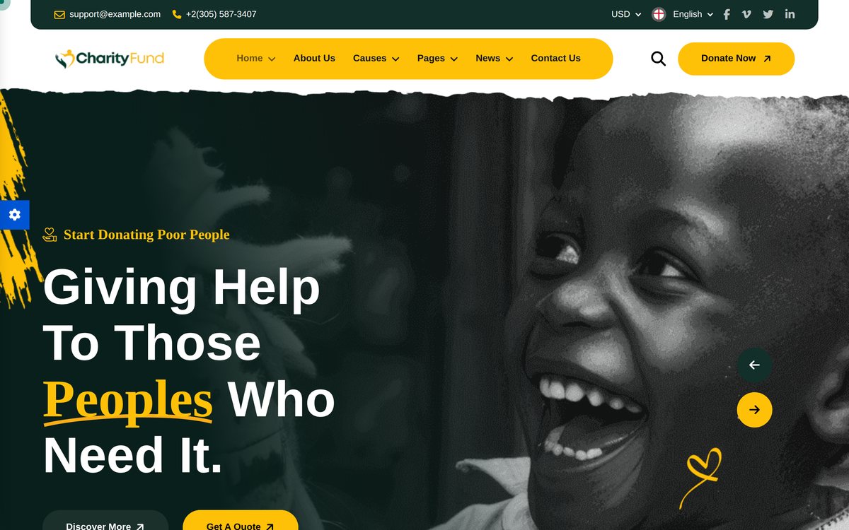 Screenshot of the Charity Fund website built by Z Dev.IT