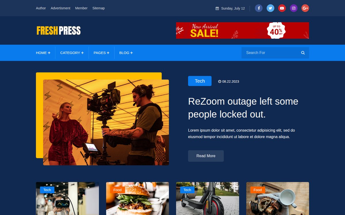 Screenshot of the Magazine & Blog website built by Z Dev.IT